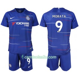 Camisolas de Futebol Chelsea MORATA 9 Criança Equipamento Principal 2018/19 Manga Curta